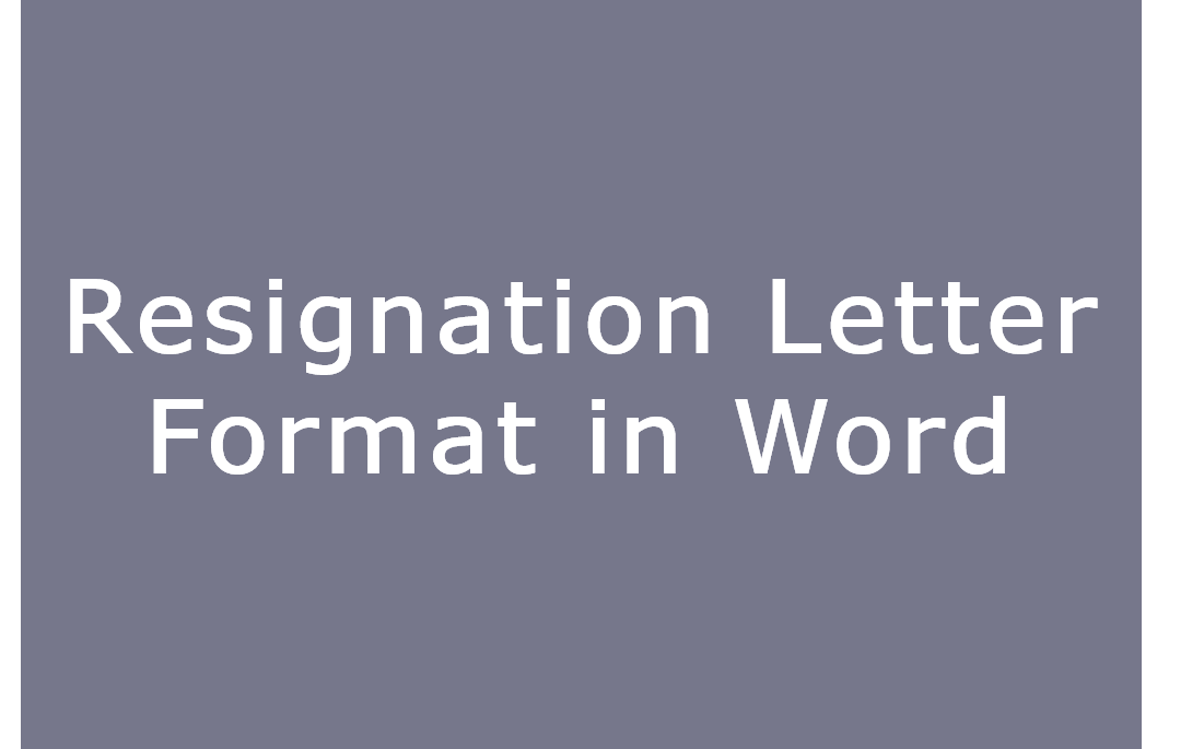 resignation letter format in word file