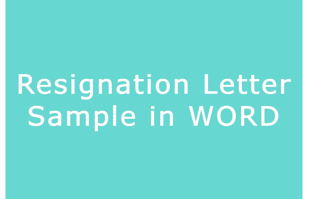 Resignation Letter Sample in Word