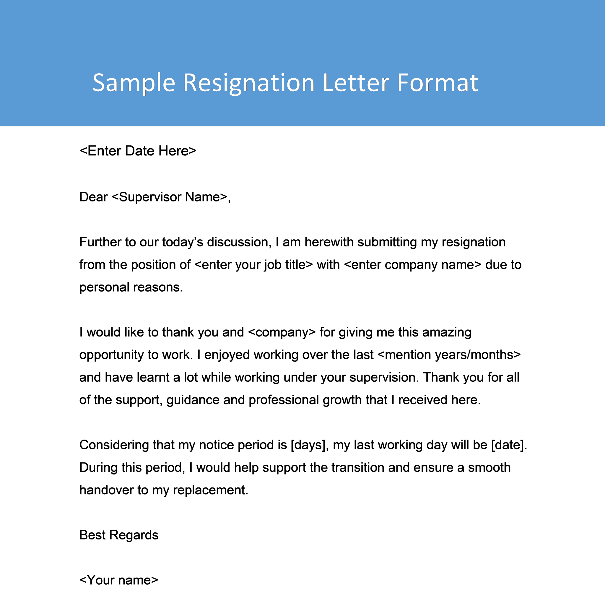 Sample Resignation Letter Format